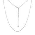 Elegante collar de plata de ley S925 con cuentas de doble brillo y cierre ajustable - Cadena de Bolas Solitario (DY191423) / Plata 925 / Oro blanco