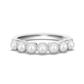 Elegant S925 sterling silver ring featuring seven round white pearls in a row - US 5 / 7 Pearls Style / Silver