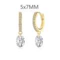 Elegantes pendientes de aro en plata S925 dorada con piedras ovaladas de 5x7mm brillantes - Plata 925 / Dorado (5×7MM)