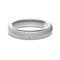 Minimalist S925 sterling silver ring featuring a matte finish and a single inset zircon - 5# / Single Rhinestone Frosted Ring (DY121266) / White Gold