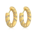 S925 sterling silver hoop earrings with matte gold finish and sparkling zircon stones - Spiral Frosted Rhinestone Hoop Earrings (DY110341) / Gold