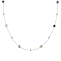 S925 sterling silver necklace featuring five colorful heart-shaped zircon stones - Five-Color Heart Colored Rhinestone Necklace (DY191654) / White Gold