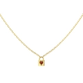 Elegante collana in argento S925 dorato con ciondolo a lucchetto e zircone rosso - Argento 925 / Oro