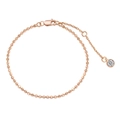 Pulsera de cadena de bolas en oro rosa con cierre de mosquetón y colgante de circonita - Pulsera Solitario de Bolas (DY150345) / Plata 925 / Champán dorado