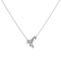 S925 sterling silver bow necklace featuring a large round zircon and pavé detailing - Bowknot Necklace (DY191659)
