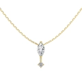 Elegant S925 silver necklace with marquise and round cut crystal drop pendant - Gold (DY191656)