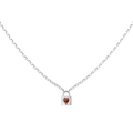Collana in argento S925 con pendente a lucchetto a cuore e zircone rosso incastonato - Argento 925 / Oro Bianco