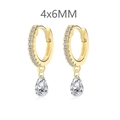 Elegantes pendientes de aro bañados en oro de 18K con doble fila de pavé y gotas de 4x6mm - Plata 925 / Dorado (4x6)
