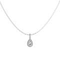 Élégant collier en argent 925 avec pendentif en forme de larme serti d'un halo - Argent 925 / Or Blanc (DY191419-S-W-WH)