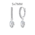 Pendientes de aro de plata S925 con colgante de cristal ovalado de 5x7mm - Plata 925 / Platinum (5x7)