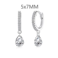 Pendientes de aro en plata de ley S925 con circonita en forma de gota 5x7mm - Plata 925 / Platino (5x7)