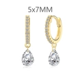 Pendientes de gota en plata S925 dorada con piedras de 5x7mm y cristales pavé - Plata 925 / Dorado (5x7)