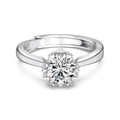 Adjustable S925 sterling silver ring with snowflake design and sparkling round center stone - Silver (DY121537)