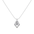 Exquisite S925 sterling silver necklace featuring a cartoon girl pendant with sparkling zircons - 925 Silver / Platinum Silver (DY191635-S-W-WH)