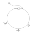 Elegantes S925 Sterlingsilber Armband mit Kolibri Anhängern und weißen Zirkonsteinen - Kolibri Biene Armband (DY150558) / 925er Silber / Silberweiß