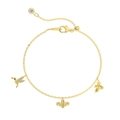 S925 Silberarmband mit Kolibri und Biene Anhängern in Goldoptik und verstellbarer Kette - Kolibri Biene Armband (DY150558) / 925er Silber / Gold