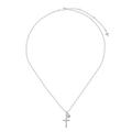 Elegante collana in argento S925 con croce scintillante e pendente in cristallo - Argento 925 / Color Platino (DY191553-S-W-WH)