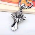 Gothic herenketting met spinnenkruis en schedel in zilverkleurig vintage ontwerp - Zilver