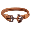 Bracciale vintage in pelle marrone per uomo con chiusura ad ancora in lega di bronzo - Pelle Caffè + Rame Rosso Antico