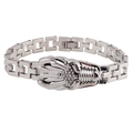Vintage stainless steel dragon bracelet for men featuring a bold metal H-link chain strap - Silver