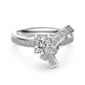 Elegant S925 sterling silver bow ring with sparkling round zircon and micro-pave setting - US 6 / Bowknot Ring (DY121538)