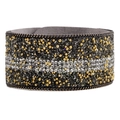 Böhmisches Manschettenarmband mit grauen Kristallen, Strasssteinen und Goldperlen - Grau