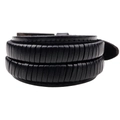 Meerlaagse zwarte leren herenarmband met geribbelde textuur en punk-stijl - Zwart