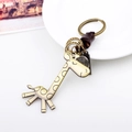 Retro Giraffen Leder Schlüsselanhänger aus Bronze Zinklegierung für kreative Mode - Gold