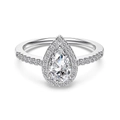 Anello elegante in argento S925 con diamante a goccia e incastonatura halo - n.5 / Pear Halo Zirconia Ring / Oro Bianco Anello Goccia d'Acqua (DY121465)