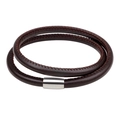 Geflochtenes Schafsleder-Armband in Braun mit poliertem Magnetverschluss aus Edelstahl - Braun