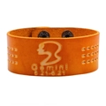 Orangefarbenes Lederarmband mit Zwillinge-Prägung und verstellbaren Druckknöpfen - Zwillinge