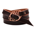 Mehrlagiges dunkelbraunes Lederarmband mit hohler Bronzeschnalle im Retro-Stil für Unisex - Braun
