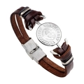 Nautisches braunes Lederarmband für Herren mit Anker-Charm aus Edelstahl - Braun