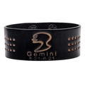 Gemini Sternzeichen schwarzes Lederarmband mit geprägtem Logo und Daten - Zwillinge
