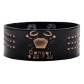 Breites schwarzes Lederarmband Sternzeichen Krebs mit Prägung und verstellbaren Druckknöpfen - Krebs