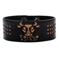 Breites PU-Lederarmband Sternzeichen Stier in Schwarz mit graviertem Stier-Motiv - Stier