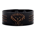 Breites Lederarmband mit Sternzeichen Löwe, Löwen-Totem und Druckknopfverschluss - Löwe