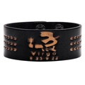 Breites PU-Lederarmband in Schwarz mit Sternzeichen Jungfrau und Druckknopfverschluss - Jungfrau