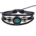 Bracelet multicouche en cuir avec signe du zodiaque Cancer bleu et perles argentées - Cancer Noir