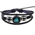 Bracelet multicouche en cuir signe Lion avec perles artisanales et breloque en verre - Lion Noir