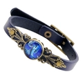 Retro Skorpion Sternzeichen Armband aus tiefblauem Leder mit antiker Bronzeoptik - Skorpion