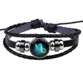 Bracelet multicouche en cuir fait main avec breloque signe du zodiaque Capricorne - Capricorne Noir