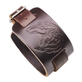 Vintage Herren Lederarmband mit Wolfskopf-Prägung und verstellbarer Metallschnalle - Braun