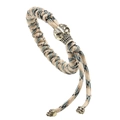 Paracord-Armband mit Vintage-Bronze-Totenkopf in Khaki und Schwarz geflochten - Dschungeltarnung