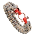 Handgemaakte paracord armband met bronzen helmsluiting en grijs-rood gevlochten touw - Khaki Camouflage