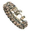Bracelet punk en paracorde tressée avec fermoir tête de mort en cuivre et zircon - Camouflage de Jungle