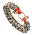 Paracord overlevingsarmband voor heren met kaki gevlochten touw en bronzen helmbedel - Jungle Camouflage