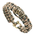 Bracciale survival in paracord con teschio a corona in bronzo e grillo metallico - Mimetico Giungla