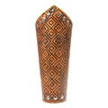 Polsino vintage in pelle marrone con goffratura a rombi e rivetti metallici - Marrone