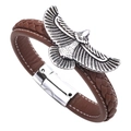 Herren Lederarmband im Punk-Stil mit Vintage-Adler-Anhänger und Magnetverschluss - Braun